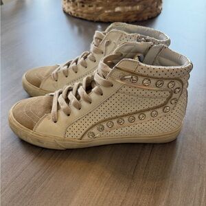 Women's Vintage Havana High-Top Sneakers with Rhinestone Accents
